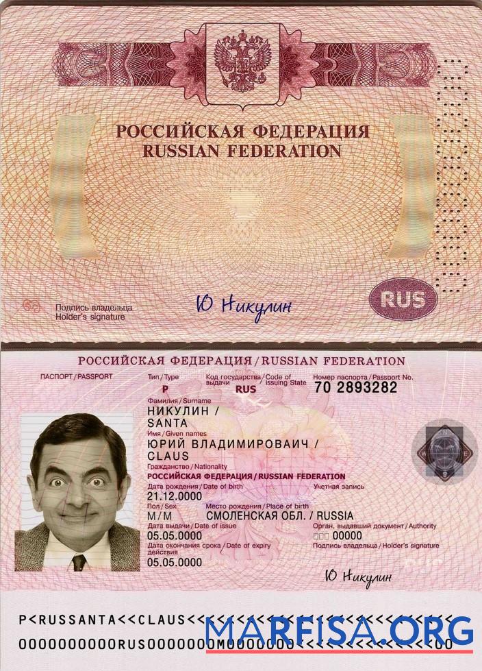 Printable Russia travel passport sample
